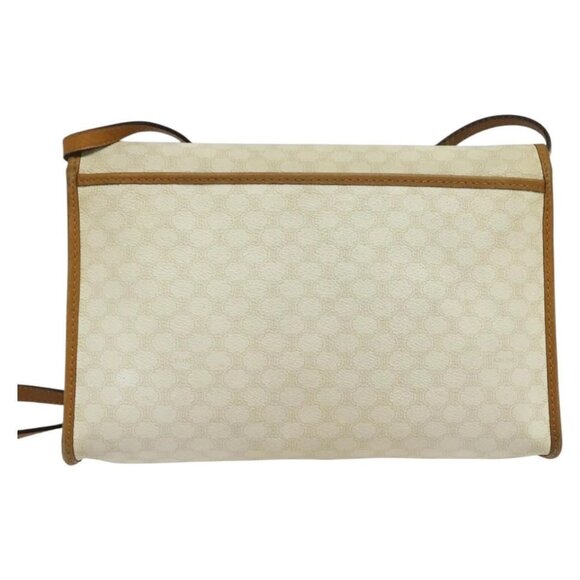 CELINE Macadam Canvas Shoulder Bag PVC Leather White Gold - Picture 2 of 16